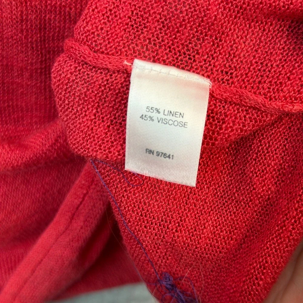J. Jill Knit Top Womens 2X Red Shoulder Button Linen Blend 3/4 Sleeve Sweater - Picture 12 of 14